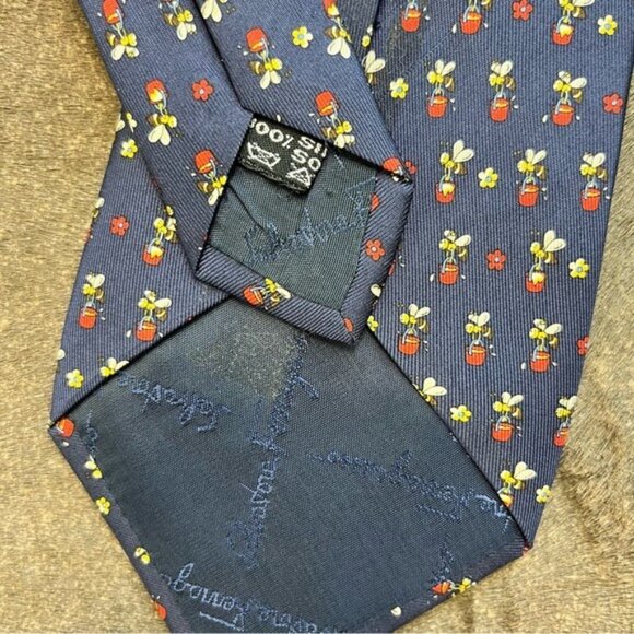 Feragammo Floating Honeybee Bees Printed Silk Tie - Picture 6 of 6